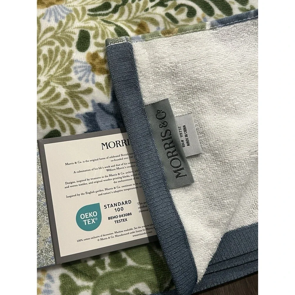 Morris & Co LUXURY BEACH POOL TOWEL OVERSIZED Botanical Green Blue Floral New
